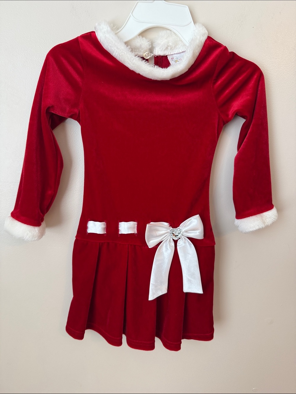 Dollie & Me Christmas Holiday Dress Red White Bow Girls Kids Size 5
